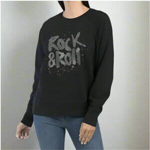 Zadig Voltaire Upper Rock & Roll Beaded Sweatshirt Large Black Strass Cotton